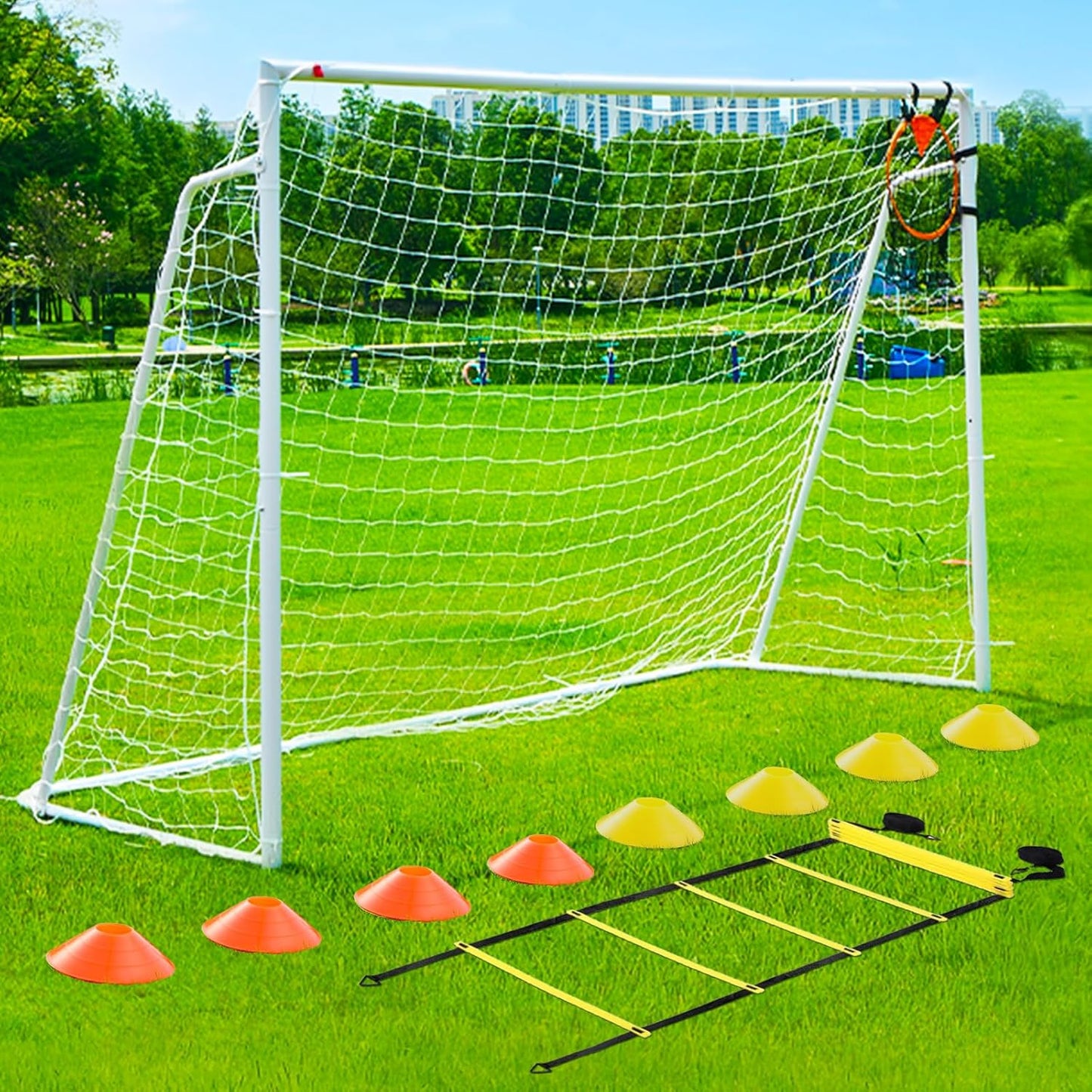 Metal Soccer Goals by [Brand Name] - Portable 12x6, 10x6.5, 8x6, 6x4FT Frames for Kids & Adults