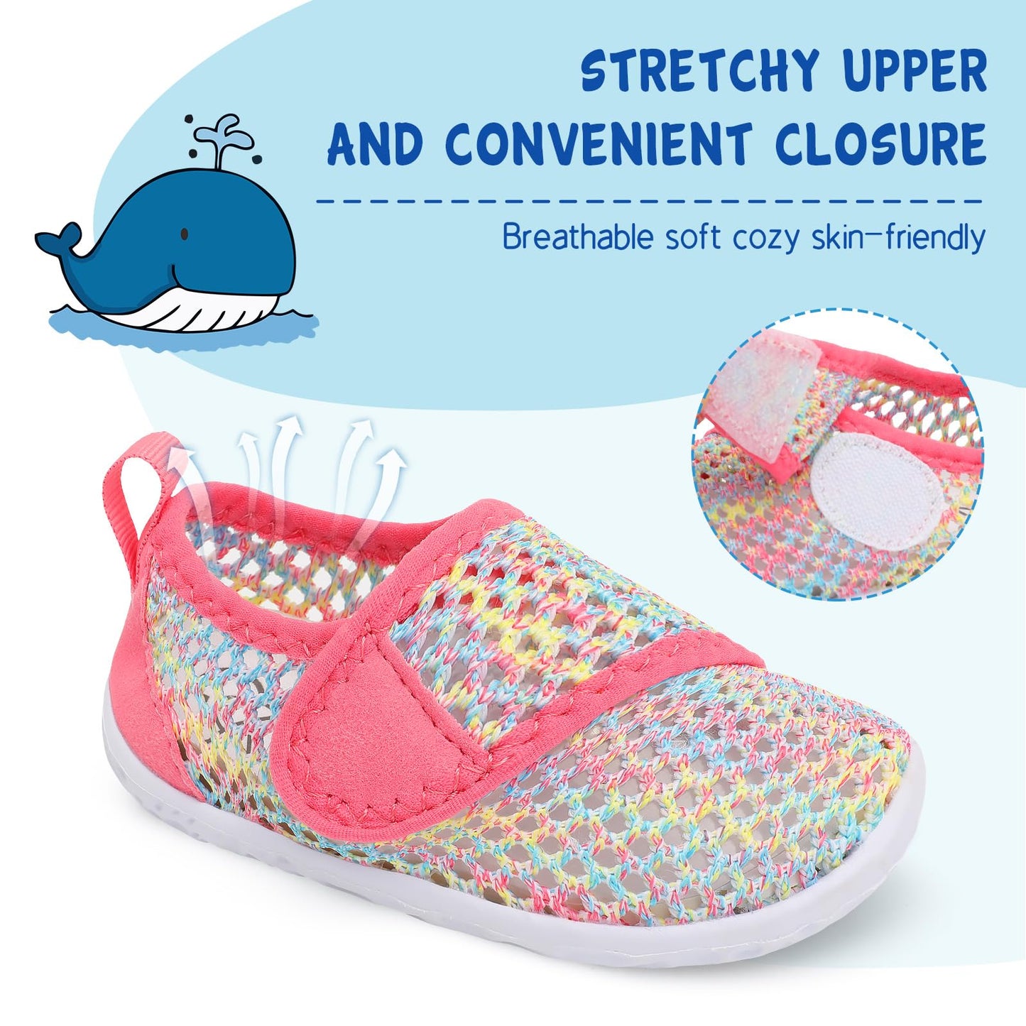 LeIsfIt Toddler Water Shoes Boys Girls Barefoot Aqua Socks Kids Breathable Quick-Dry Swim Shoes for Beach Pool Surf, Colorful, 6 Toddler