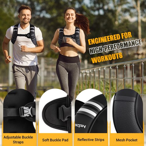 Weighted Vest for Women & Men, 10lb Ultra Thin Soft Iron Weighted Vest with Reflective Strips & Adjustable Buckle Straps, Slim Weight Vest for Walking, Running, Strength Training & Weight Loss Workout