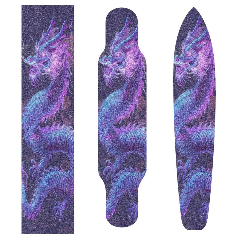 SDMKA Purple Chinese Dragon Skateboard Grip Tape 9" x 33" Bubble Free Waterproof Skateboard Grip Tape Sheet Non Slip Griptape for Skateboard Longboard