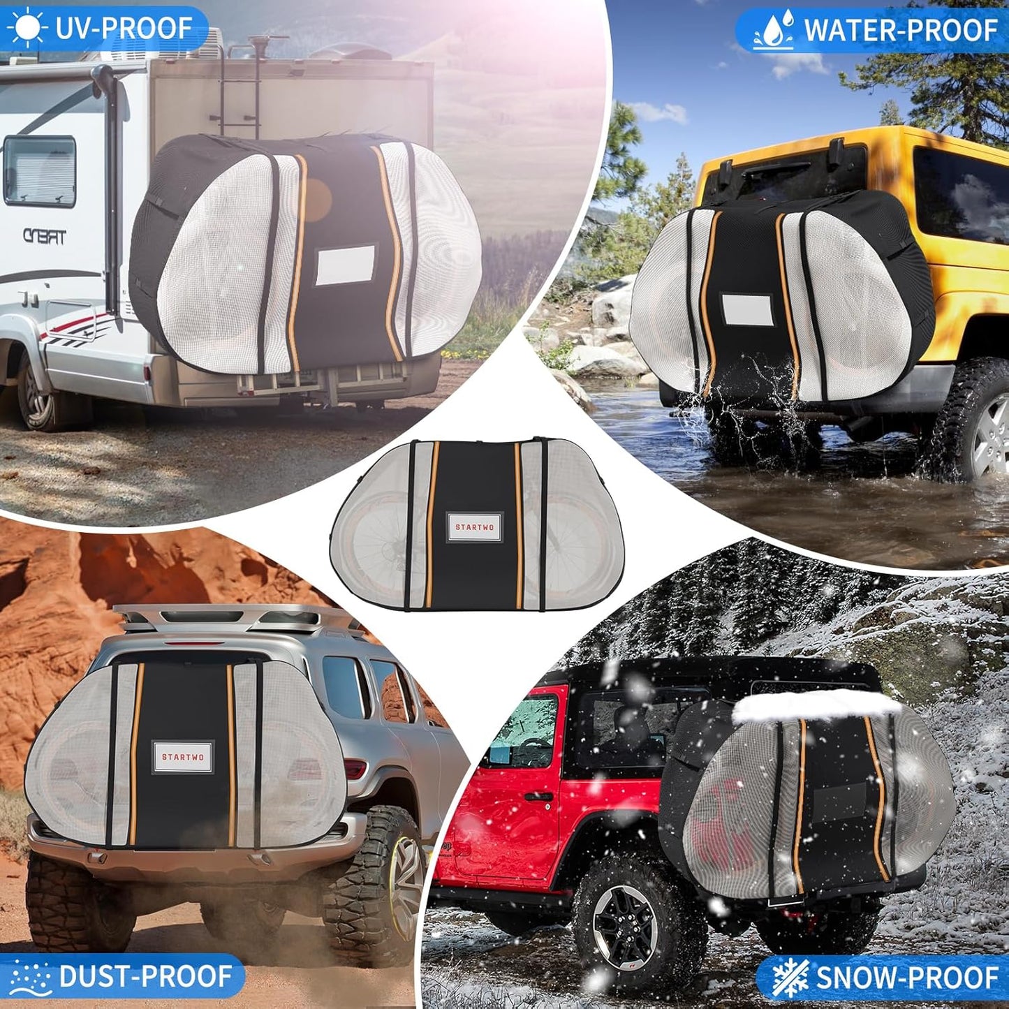 STARTWO Waterproof Bike Cover - Outdoor Storage for 2 Bikes with Elastic Straps & License Plate Window