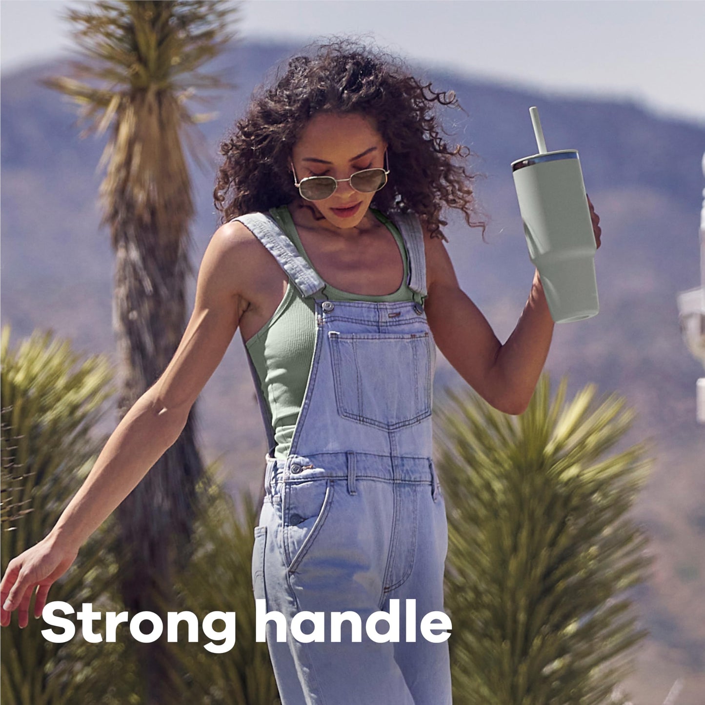 Hydro Flask 32 Oz Travel Tumbler with Handle, Lid and Straw - Insulated Stainless Steel in 32 Oz Aloe Green