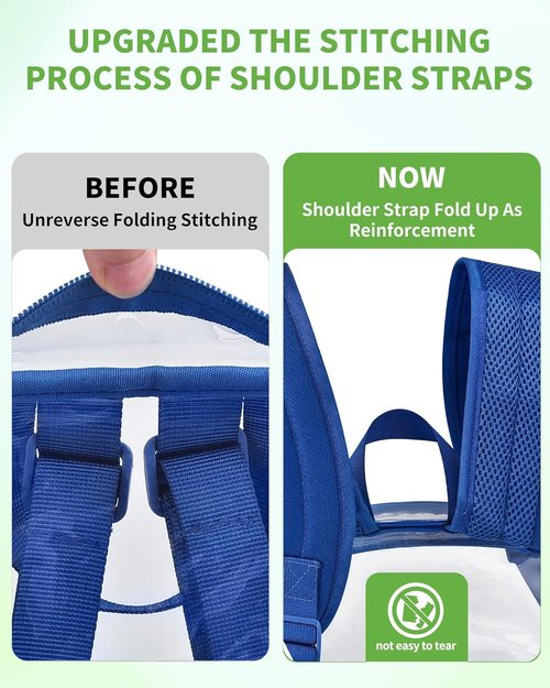 MAY TREE Clear Backpack - Stadium-Approved Design for Concerts & Festivals | 12x11x6 Inches - Blue