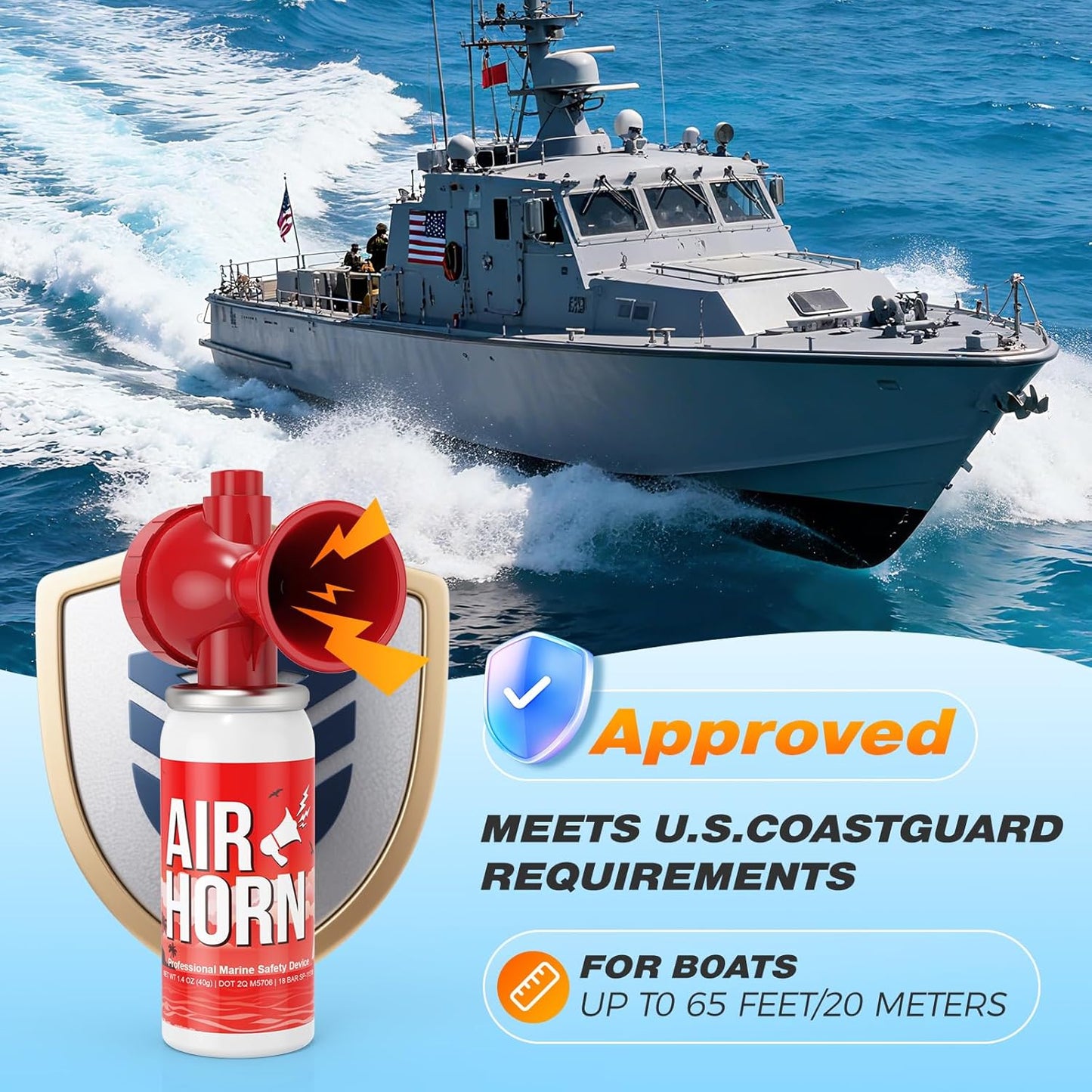 Nicehill Air Horn - 122dB Loud Safety Horns for Boating & Sporting Events | 2 Pack, Easy Button Operation