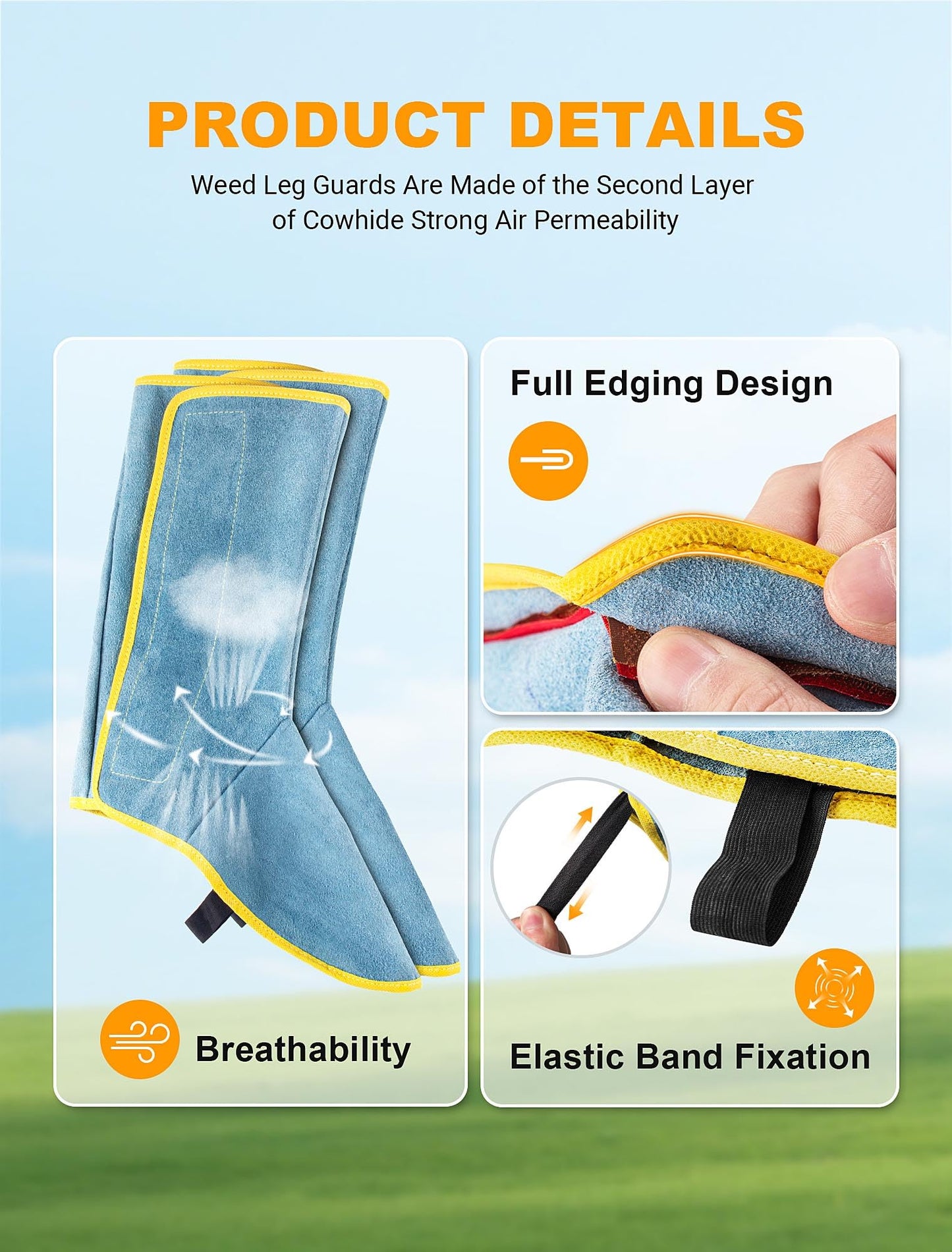 SARDVISA Leg Chaps with Shoes Cover, Weed Eater Shin Gaiters for Garden Weeding, Universal Mowing Protective Accessories Fits Men & Women for Lawn Care, Weeding & Trimming