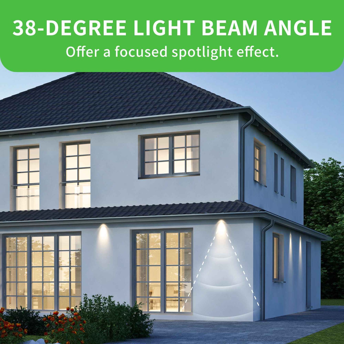 Qualilux PAR38 Dusk to Dawn LED Bulbs, Warm White 3000K, 150W Equivalent, 1600LM, Auto On/Off Sensing Flood Outdoor Bulb, 17W, 2 Pack, Non-Dimmable, HQ-H034