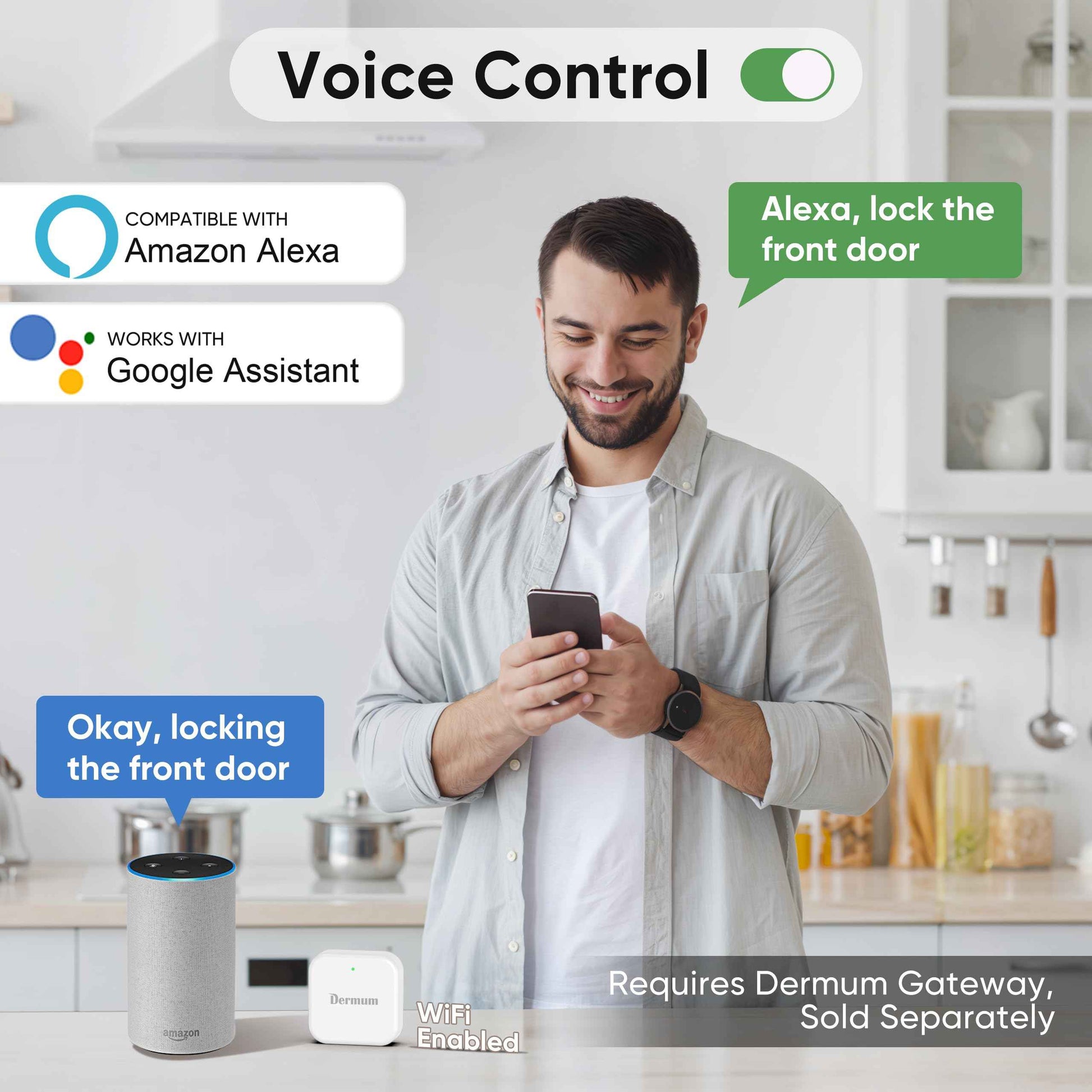 Smart Door-Lock Keyless-Entry Keypad Deadbolt: Dermum Electronic/Electric Door Lock with Code, App Control Digital Biometric Fingerprint Lock for Front, Interior, Exterior & Bedroom Doors (Silver)