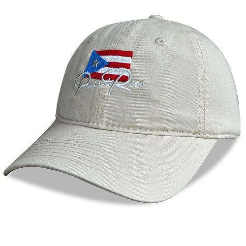 KUBILA Puerto Rico Flag Hats for Men and Women,Embroidered Puerto Rican Baseball Cap Dad Hat Adjustable Ball Caps,Soft Cotton Beige