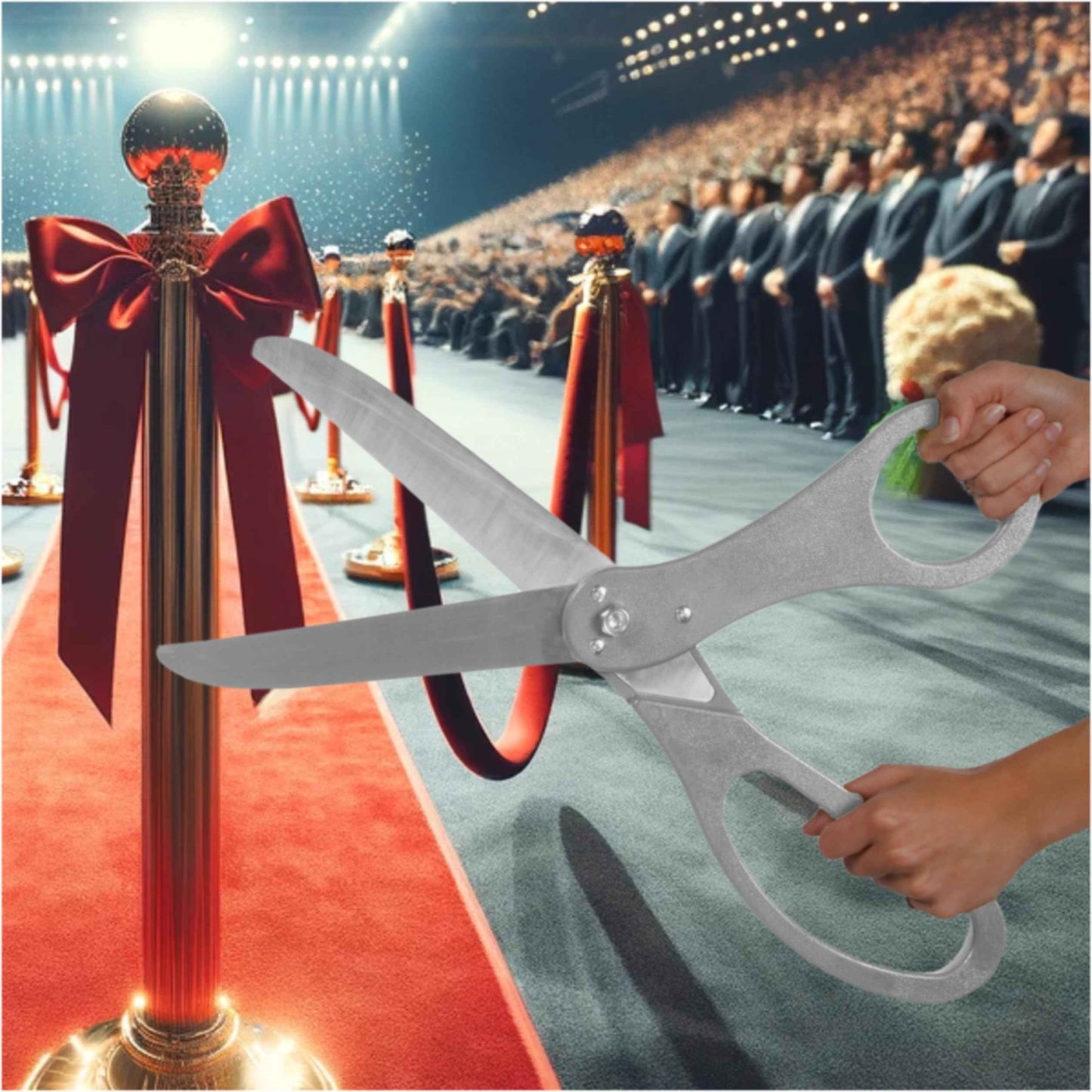 20" Giant Ribbon Cutting Scissors — Large Grey Grand Opening Ribbon Cutting Ceremony Scissors Heavy Duty Metal Construction for Grand Openings Special Events Inaugurations and Ceremonies