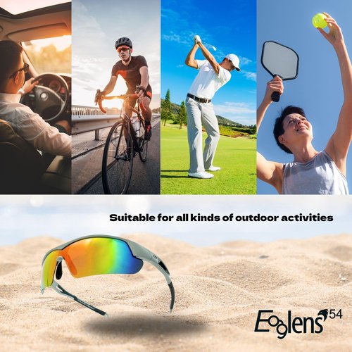 Eaglens.54 Outdoor Sports Polarized Sunglasses for Men and Women, TR90 Frame, UV400 Protection, With Case, for Fishing Golf Hiking and Cycling