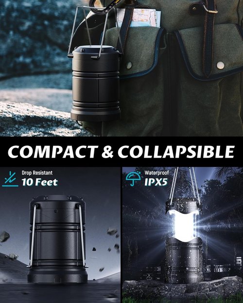 Lichamp LED Camping Lanterns - 4 Pack Battery Powered Collapsible Flashlights | Portable Emergency Lights