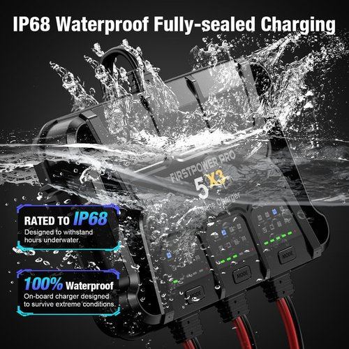 3 Bank Marine Battery Charger - 15A Waterproof Onboard Charger for SLA/AGM & Lithium Batteries | 12V Battery Maintainer