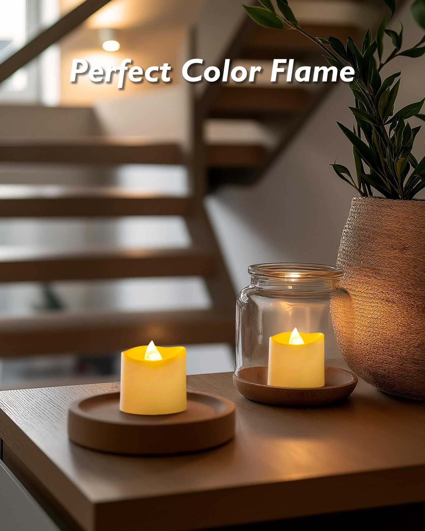 5plots Auto Timer Flameless Candles, LED Votive Tea Light, Battery Operated Electric Fake Candles for Wedding, Table Centerpiece, Halloween, Christmas Decorations - Ivory (12 Pack)