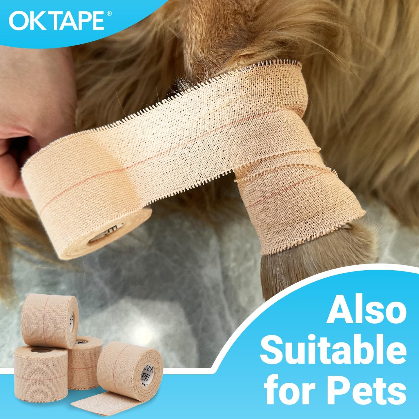 OK TAPE Elastic Adhesive Tape Bandage Tape Wrap 4 Inch Wide 4 Rolls