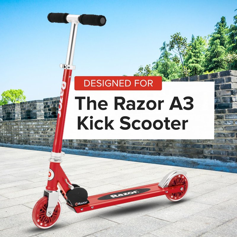 AlveyTech 125 mm Wheels for the Razor A3 Kick Scooter, Clear Wheel Red Hub (Set of 2)