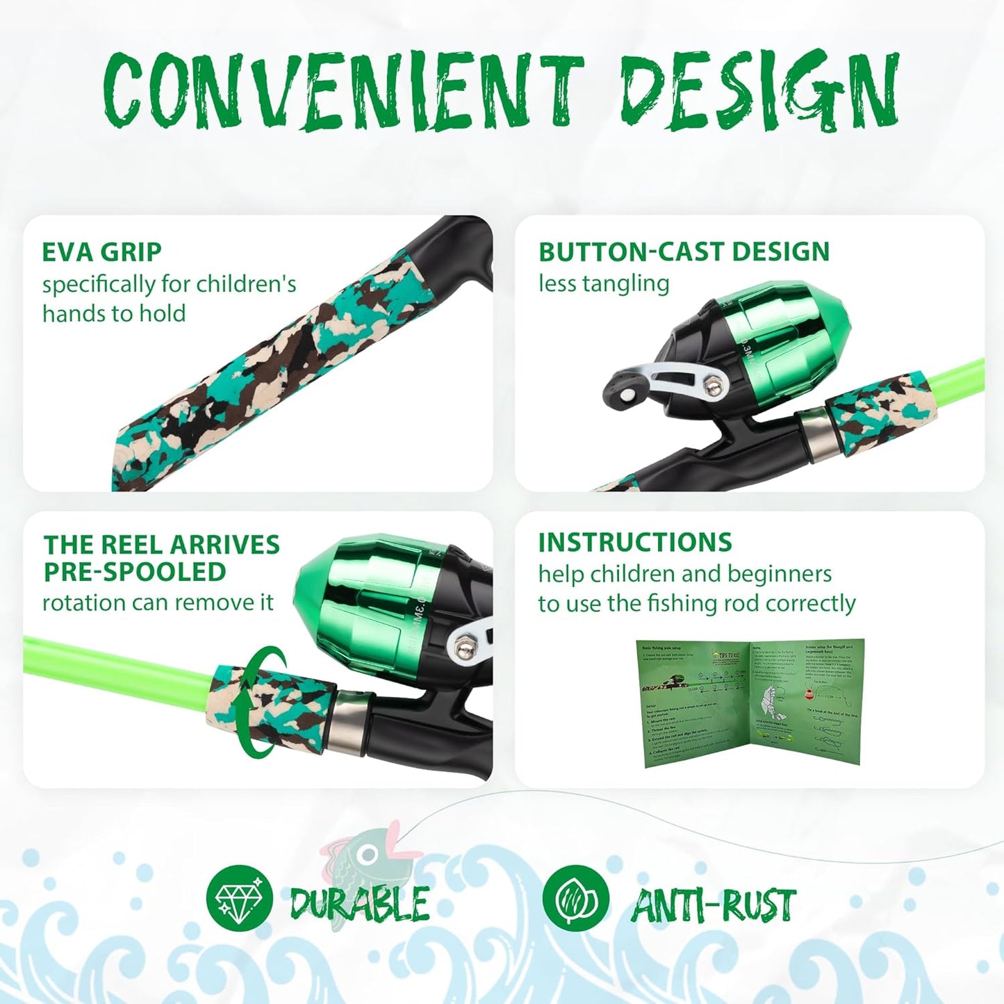 WIDDEN Kids Fishing Pole, Portable Telescopic Kids Fishing Poles for Boys and Girls, Fishing Rod and Reel Combo Kit with Tackle Box, and Fishing Net, Best Fishing Pole for Toddler Youth