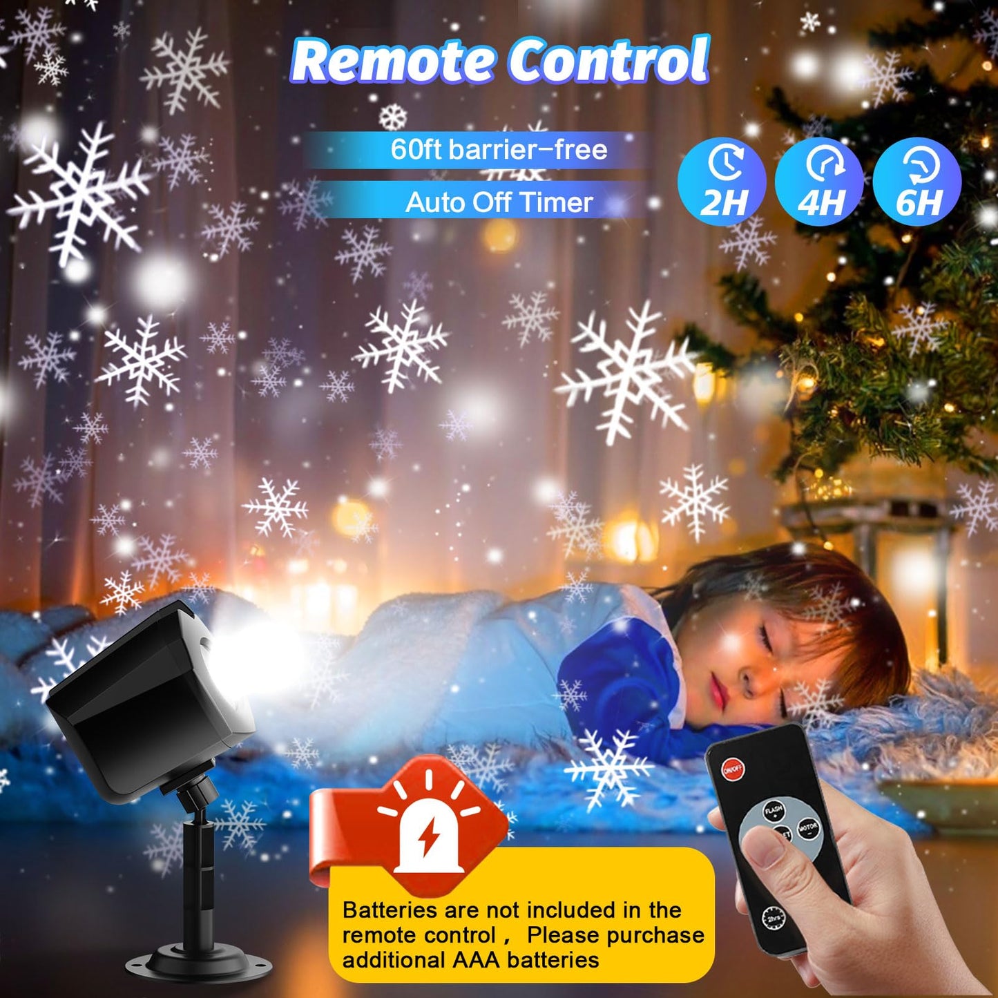 Christmas Snowflake Projector Lights Outdoor, Brighter High Definition LED Snowflake Lights Remote Control, IP65 Waterproof Christmas Decorations Lighting for Indoor Xmas Holiday Party Garden Patio