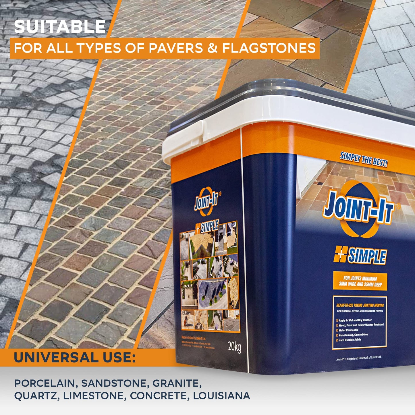 Joint-It Simple Neutral – Better Polymeric Sand Alternative, Haze-Free Patio Jointing Sand for Flagstones and Pavers, Wet Application Paver Joint Sand 28lbs, Neutral