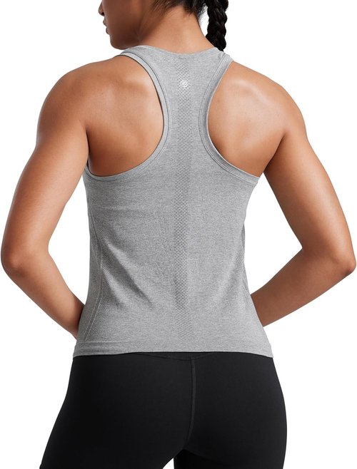 CRZ YOGA Seamless Racerback Tank Top for Women - Breathable Athletic Workout Shirt | Sleeveless Scoop Neck