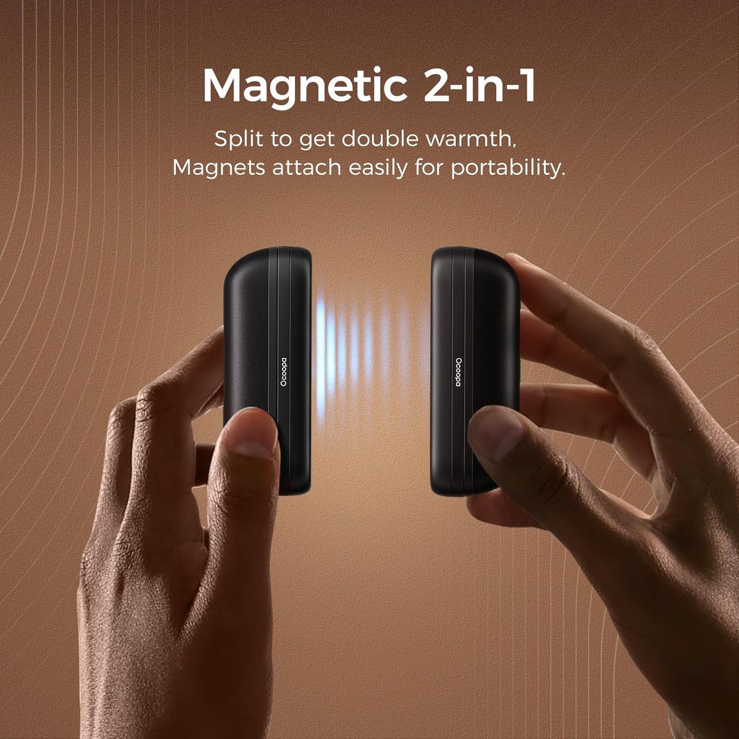 OCOOPA 2-in-1 Magnetic Rechargeable Hand Warmers - Portable Mini Electric Heaters | 2-Pack for Golf & Winter Gifts