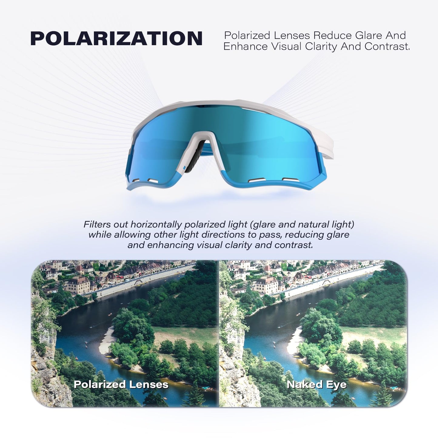 GONTSAM Polarized Cycling Glasses with Photochromic Effect, UV400 Protection, Detachable Sports Sunglasses with Winter Anti-Fog for Men & Women