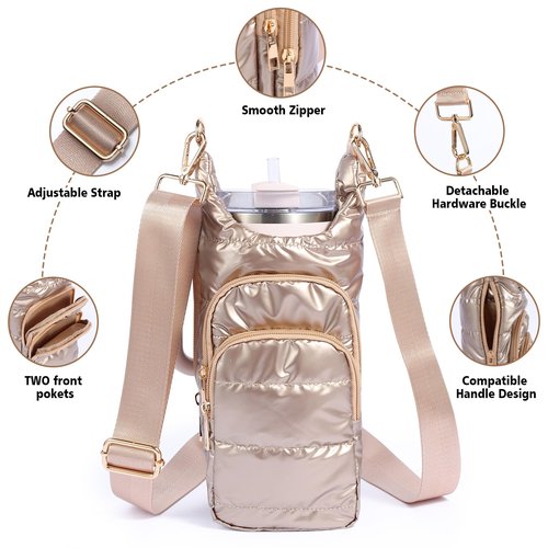 KYTACCU Water Bottle Holder with Strap，Water Bottle Carrier Bag for Stanley 40 oz/30 oz Tumbler with Handle,Water Bottle Crossbody Bag Sling Purse for Walking Hiking