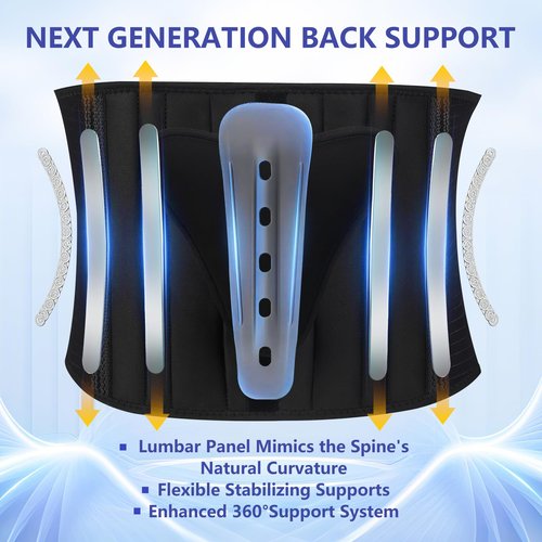 Cerviva Back Brace Support Belt-Lumbar for Back Pain, Sciatica, Scoliosis, Herniated Disc Adjustable Support Straps-Lower Back Brace with Removable Lumbar Pad for Men & Women, Lumbar Support Belts for work (Medium)