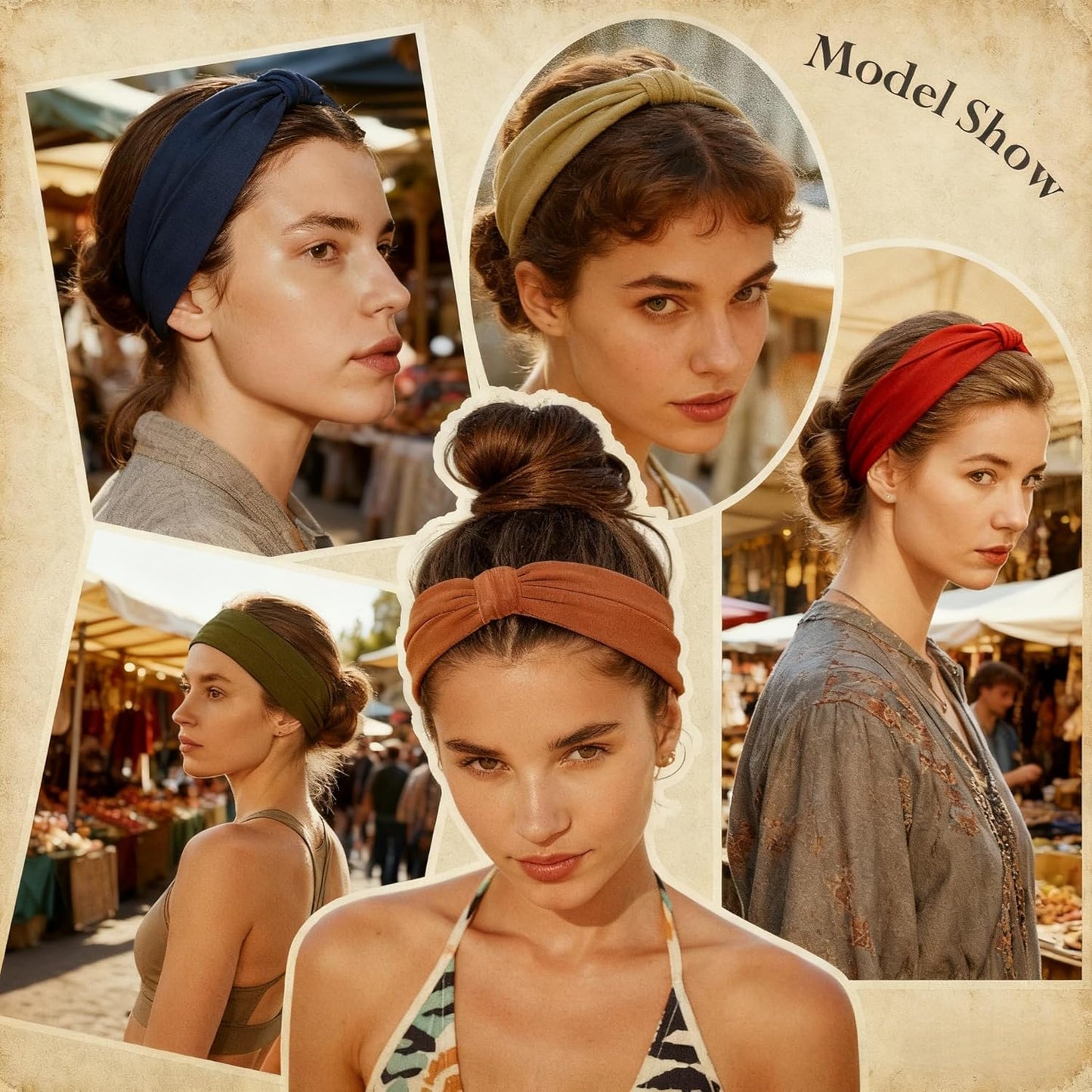 Skiennix Wide Elastic Headbands - Soft Knotted Design for Makeup & Sports | 8-Pack Non-Slip Hair Bands