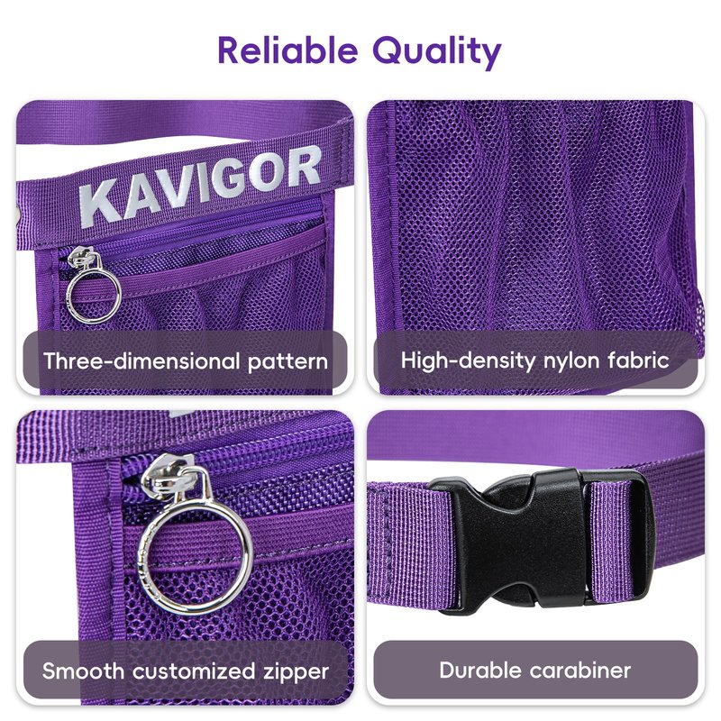 KAVIGOR Pickleball & Tennis Ball Holder Waist Pouch Holds 3-4 Balls, Multi-Functional Sports Belt Bag with Zipper Pocket and Carabiner
