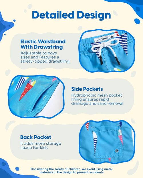 Maamgic Boys Swim Trunks - Stylish Toddler Bathing Suit for Summer Fun | Comfortable Fit, Bright Colors