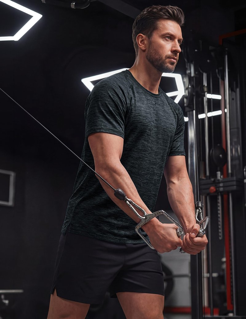 TACVASEN Mens Workout Shirts Dry Fit Tshirts Short Sleeve Athletic T-Shirts Crew Neck Running Gym Shirt for Hiking Black