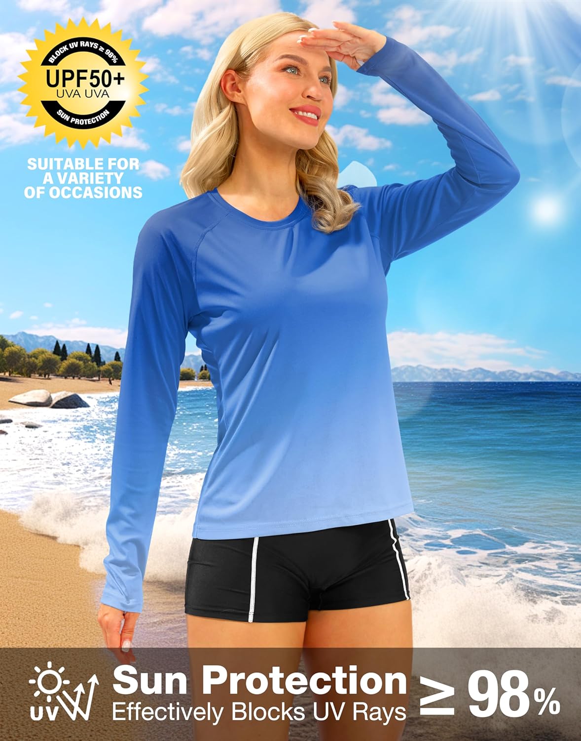 Skiennix Women's UPF 50+ Sun Shirt - Long Sleeve UV Protection Rash Guard for Hiking & Workouts