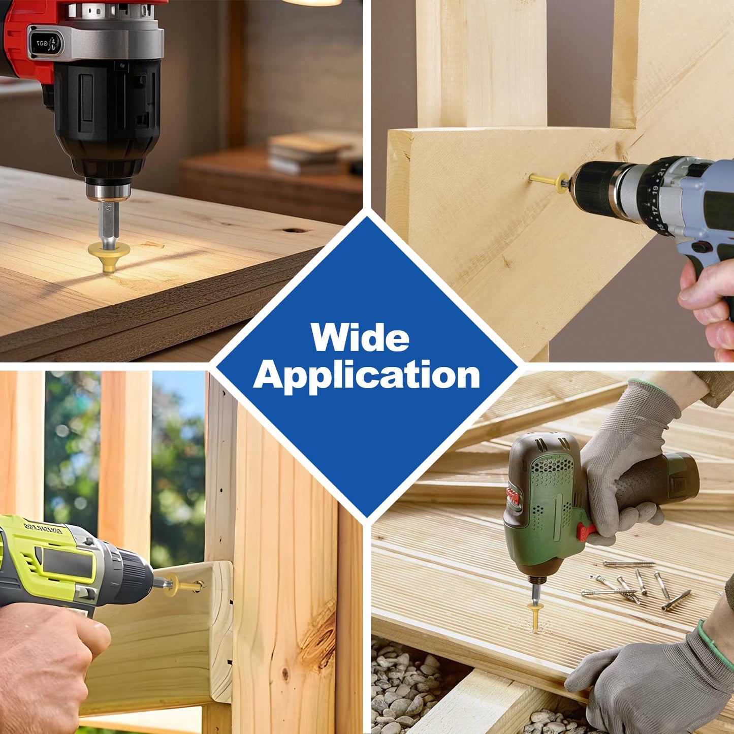 #8 x1-1/2Inch Deck Screws, 100Pcs Star Drive Wood Screws, Rust Resistant Timber Screws for Timber/Log/Landscaping Wood, T20 Star Bit Included, Yellow