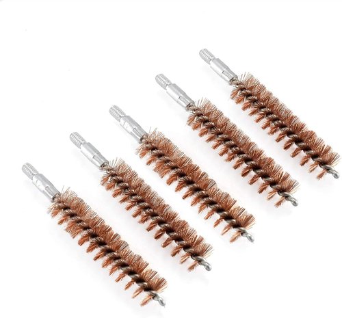 BOOSTEADY Gun Cleaning Brush Set - 5 Phosphor Bristle Brushes & 50 Professional Patches | Multi-Caliber