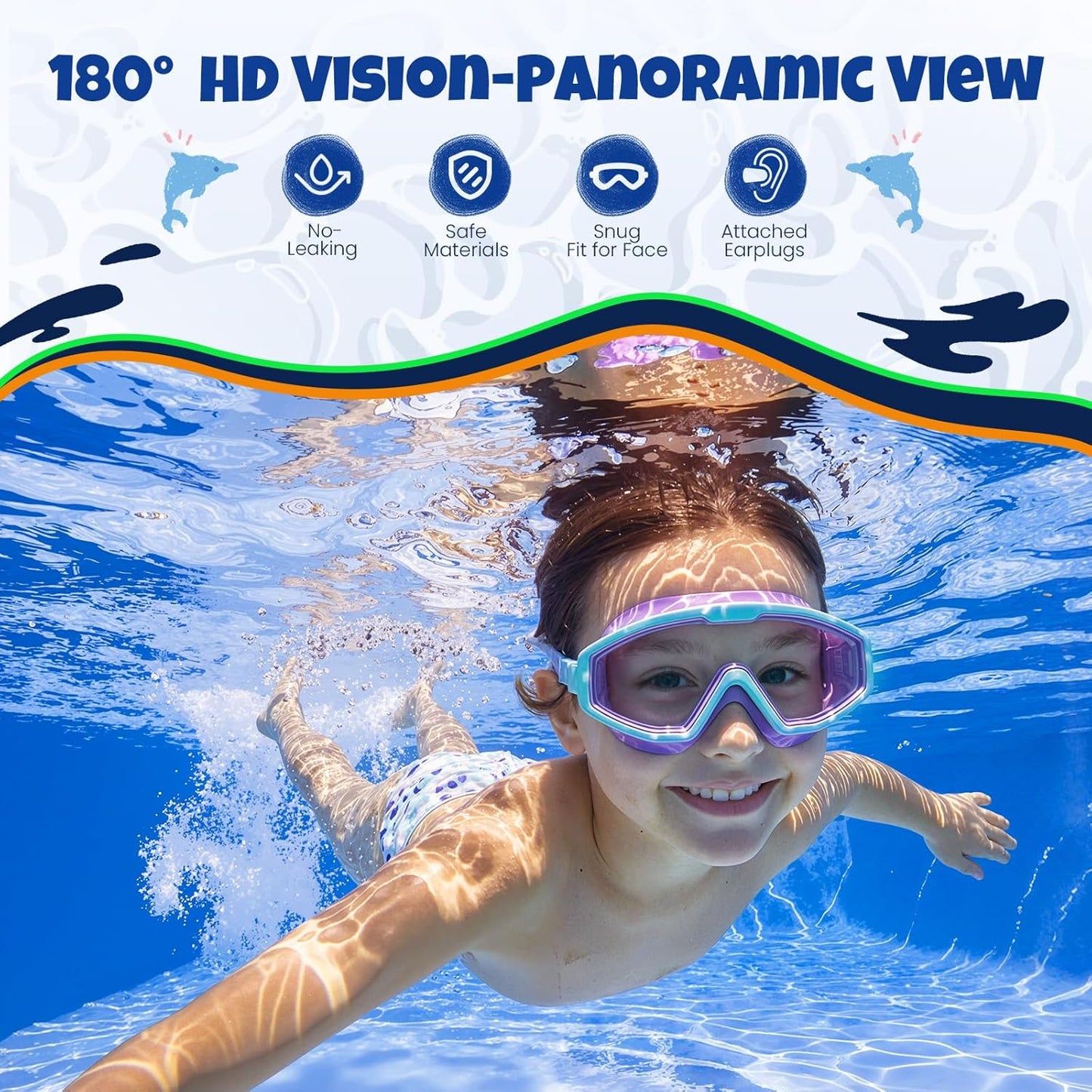Skiennix Kids Swim Goggles - Anti-Fog UV Protection | 180° Clear View, 3 Pack for Ages 4-16