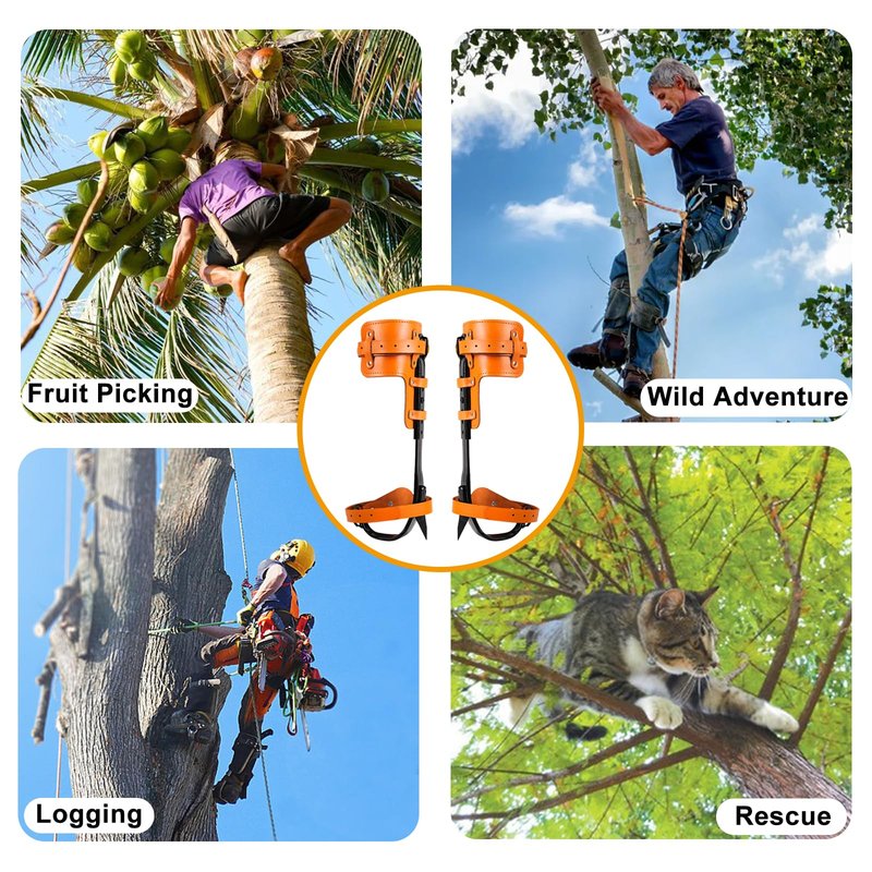 timiland Tree Climbing Gear Set,Tree Climbing Spikes,Upgraded Tree Climbing Gear with Adjustable Length Design,Tree Climbing Tool Set for Logging,Tree surgen, Hunting (Brown)