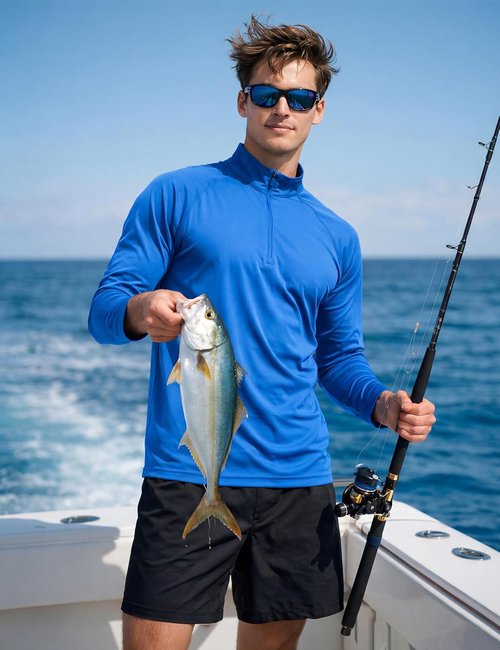 KEFITEVD Men's Sun Protection Shirt - UPF 50+ Long Sleeve 1/4 Zip Quick Dry Fishing T-Shirt