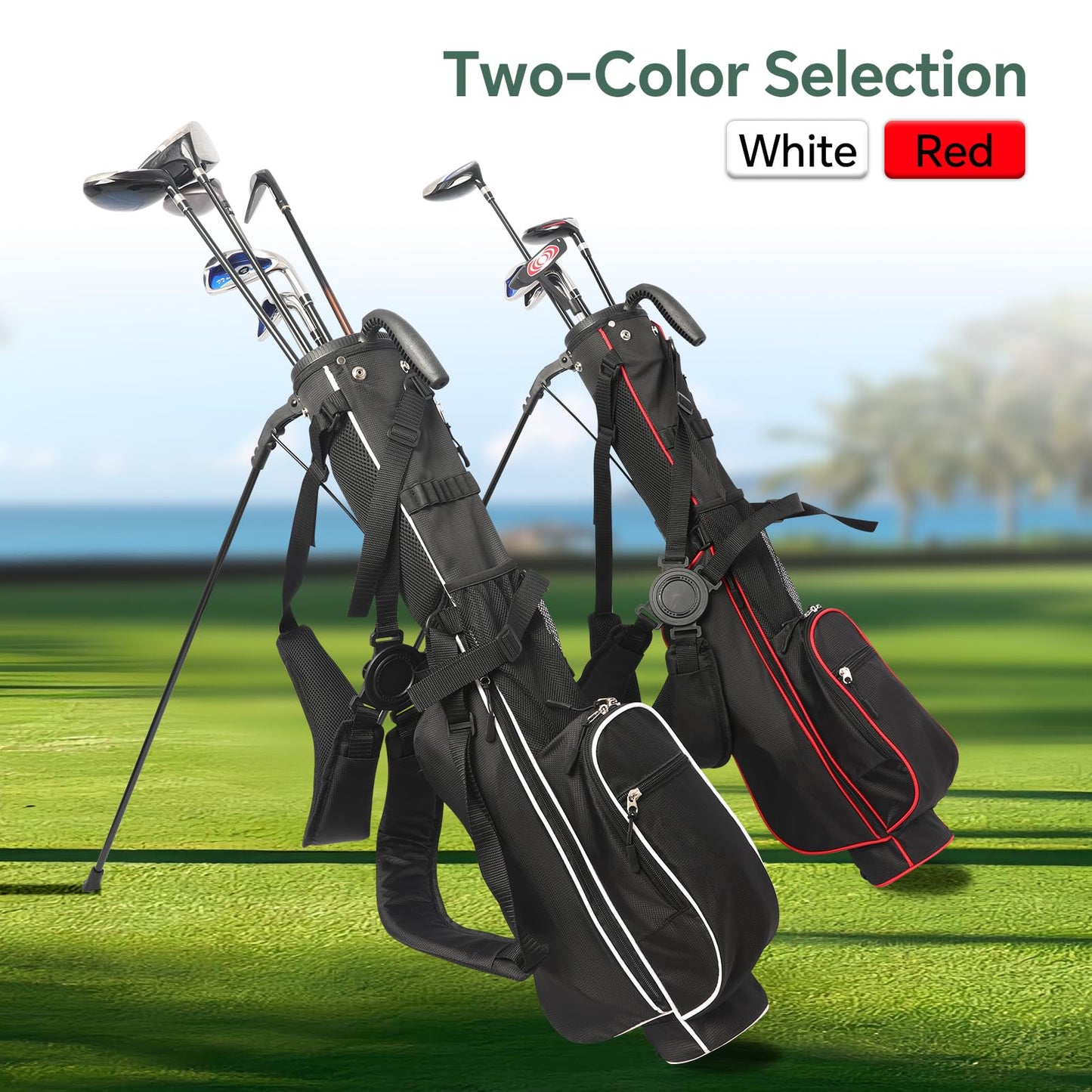 Golf Bag Lightweight Carry Bag, Dual Strap Golf Stand Bag with 6 Pockets, Lightweight Small Golf Bag for a Few Clubs and Rain Cover Hood