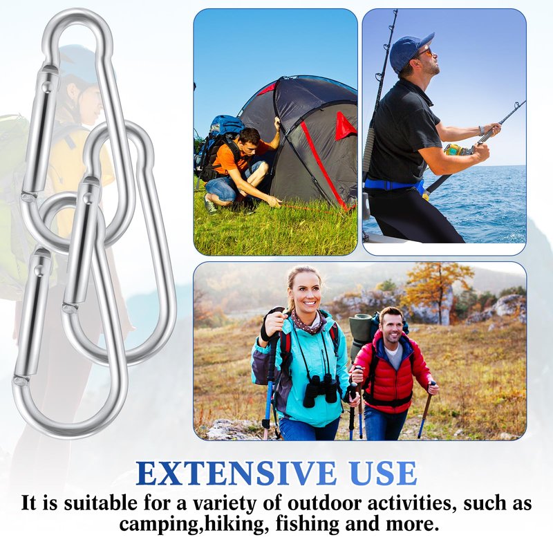 Yaocom 500 Pcs 2" Spring Snap Hooks Bulk Small Aluminum Alloy Clip Keychain Spring Snap Hook for Hanging Camping Hiking Traveling Fishing Outdoor (Silver)