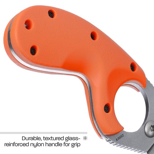 CRKT Bear Claw Emergency Rescue Fixed Blade Knife with Sheath: Hawkbill with AUS 8 Steel Blade, Glass-Reinforced Nylon Handle, 2511ER
