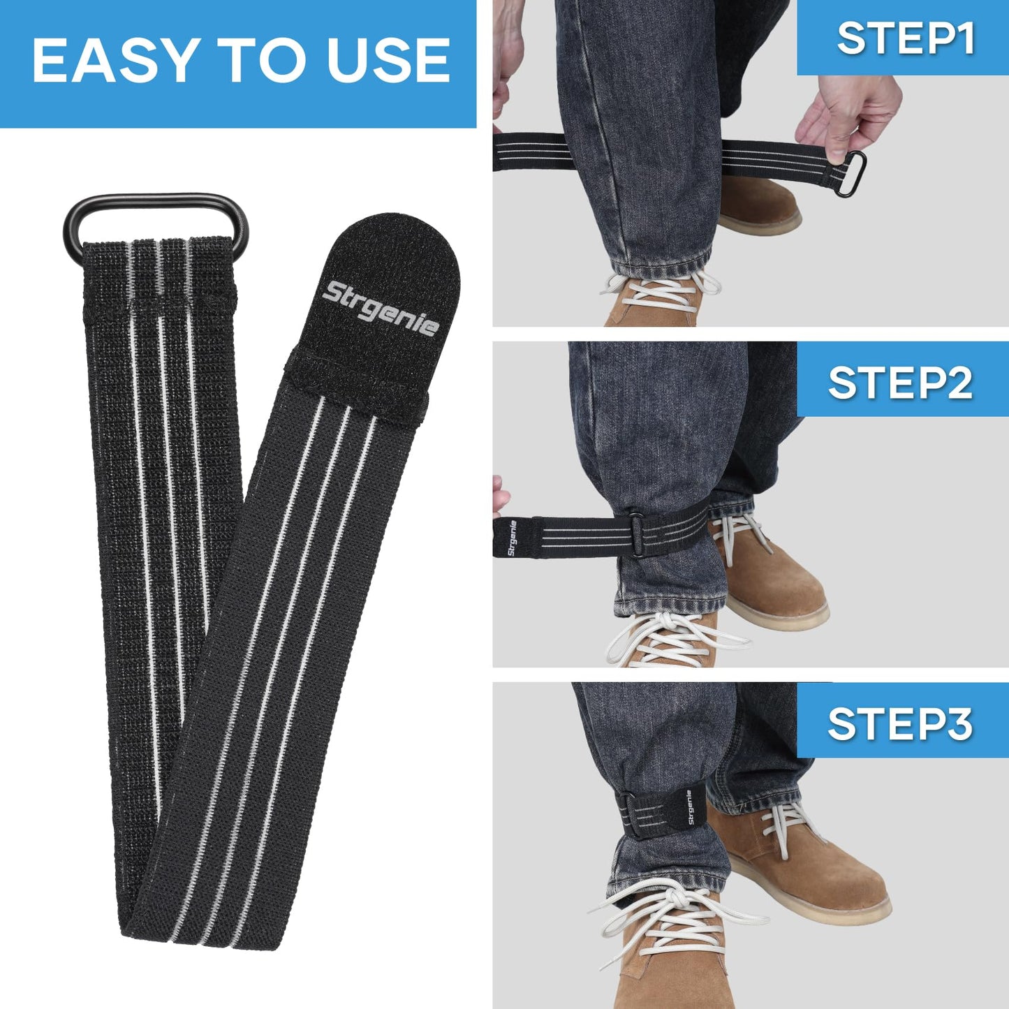 Strgenie Cowboy Boot Straps, Adjustable Elastic Pant Leg Straps for Biking, Fishing, Hiking, Wading etc.
