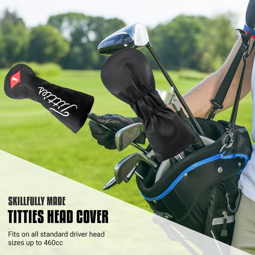 Titties Head Cover – Funny Driver Headcover, Parody Style, Funny Golf Head Covers, Cover for Men, Premium, Fits 460cc, Funny Golf Gift, Golf Head Covers Funny