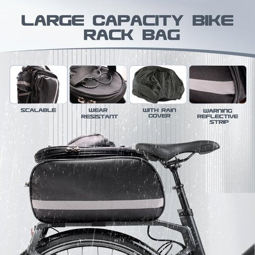 Coolrunner Panniers Bike Bags Bike Rear Rack Bag Bicycle Trunk Bag 27L Bicycle Rack Rear Bag with Rain Cover Bike Saddle Bag for Grocery Shopping Commuter Travel Outdoor Cycling Trip