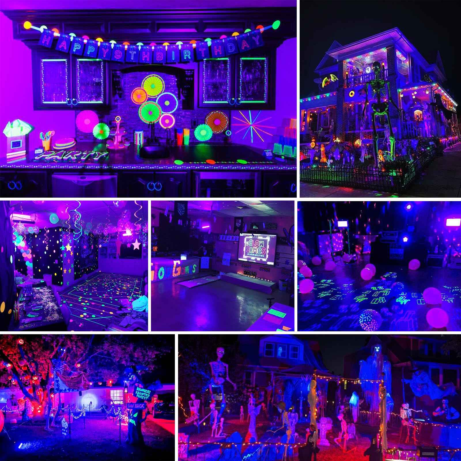 Akpgf 2 Pack 50W Black Light, LED Blacklight with US Plug and Switch, Black Lights for Glow and Neon Parties, Halloween, Body Painting, Birthday Party, Fluorescent Painting and Tapestry