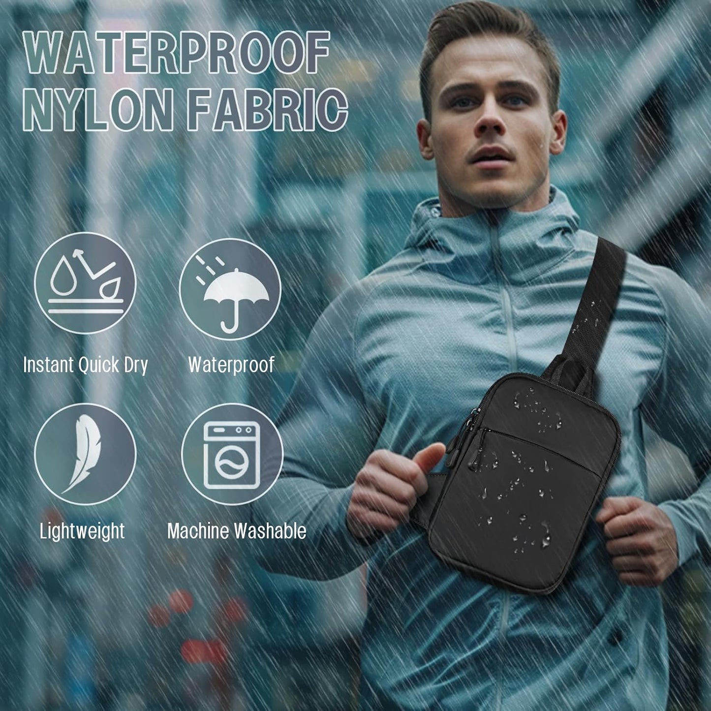Skiennix Mini Sling Bag - Waterproof Crossbody Bag for Men | Lightweight Everyday Carry (Black)