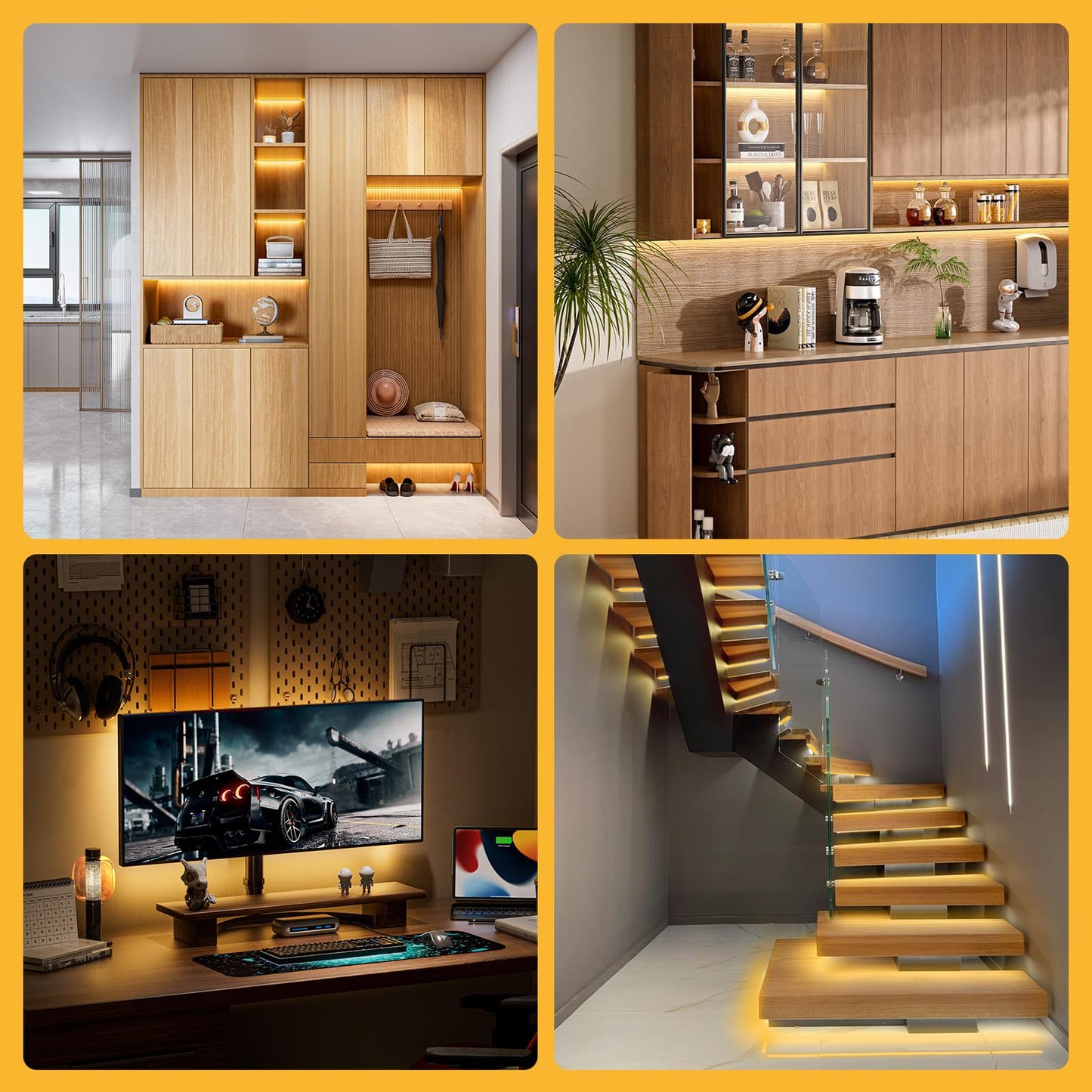 DEIGCYU 20 Pack 8-in-1 LED Strip Connectors with 6.6FT (2m) 20AWG Wires, for 8mm 2-Pin COB/SMD 2835/3528 LED Strips – Straight, Corner, Strip-to-Strip & Strip-to-Wire