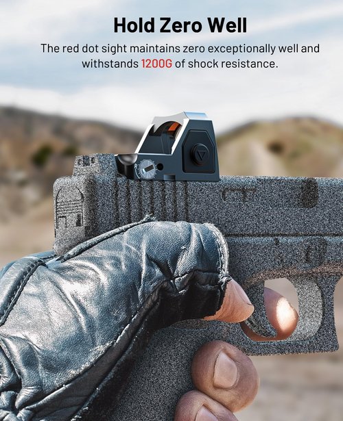 EZshoot Multi Reticle Red Dot Sight,Compatible with RMR Footprint,2MOA Dot&32MOA Circle Motion Awake Open Reflex Sight, Full-Sized Optics with Adapter Plate for MOS,Shockproof&Waterproof (red dot)