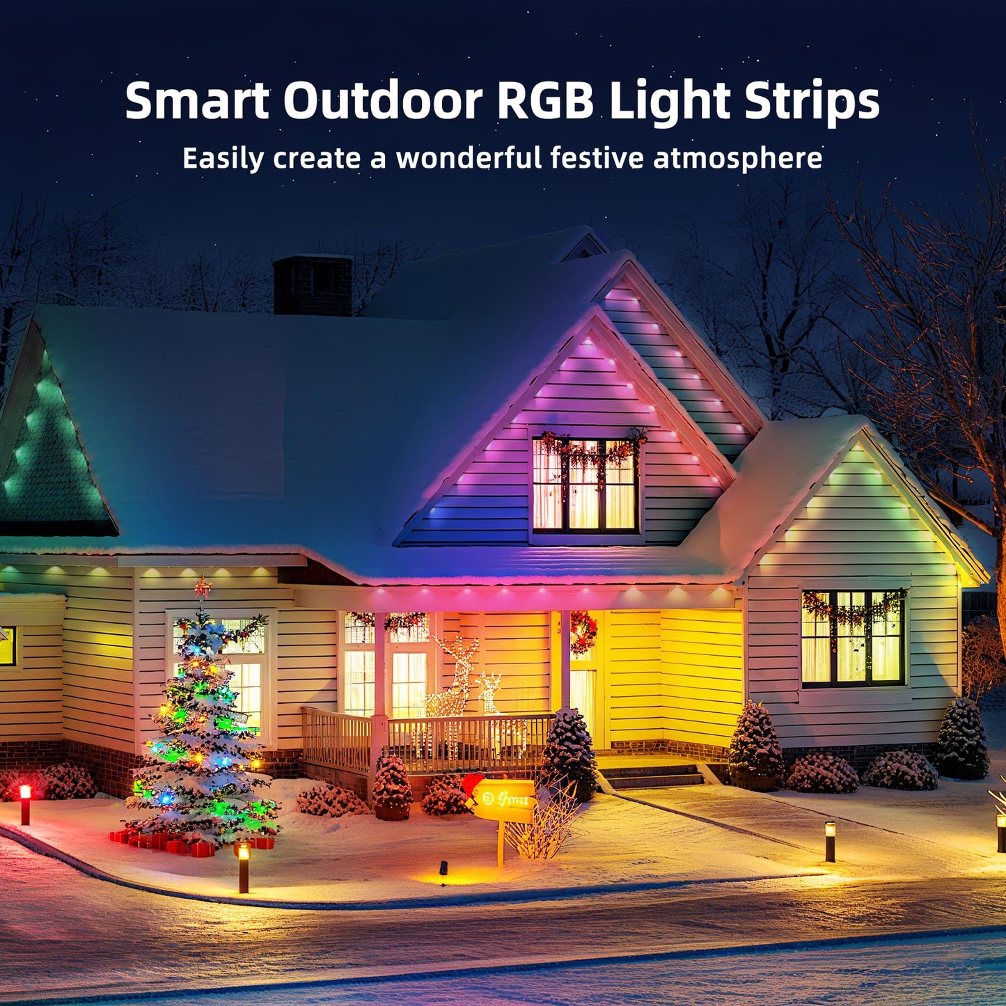 150FT Permanent Outdoor Lights, RGB LED Eaves Lights with App/Remote Control,Waterproof Smart String Lights for Christmas and All Holiday Decor,Daily and Party Lighting,House Roof and Garden Lighting