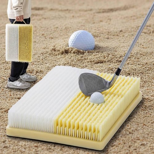 Japard Golf Practice Mat Bunker with Handle Dual Mode Sand Trap Trainer with Shallow & Deep Pit Simulation, 15.5" x 11.6'' Portable Hitting Mat for Indoor Outdoor Men