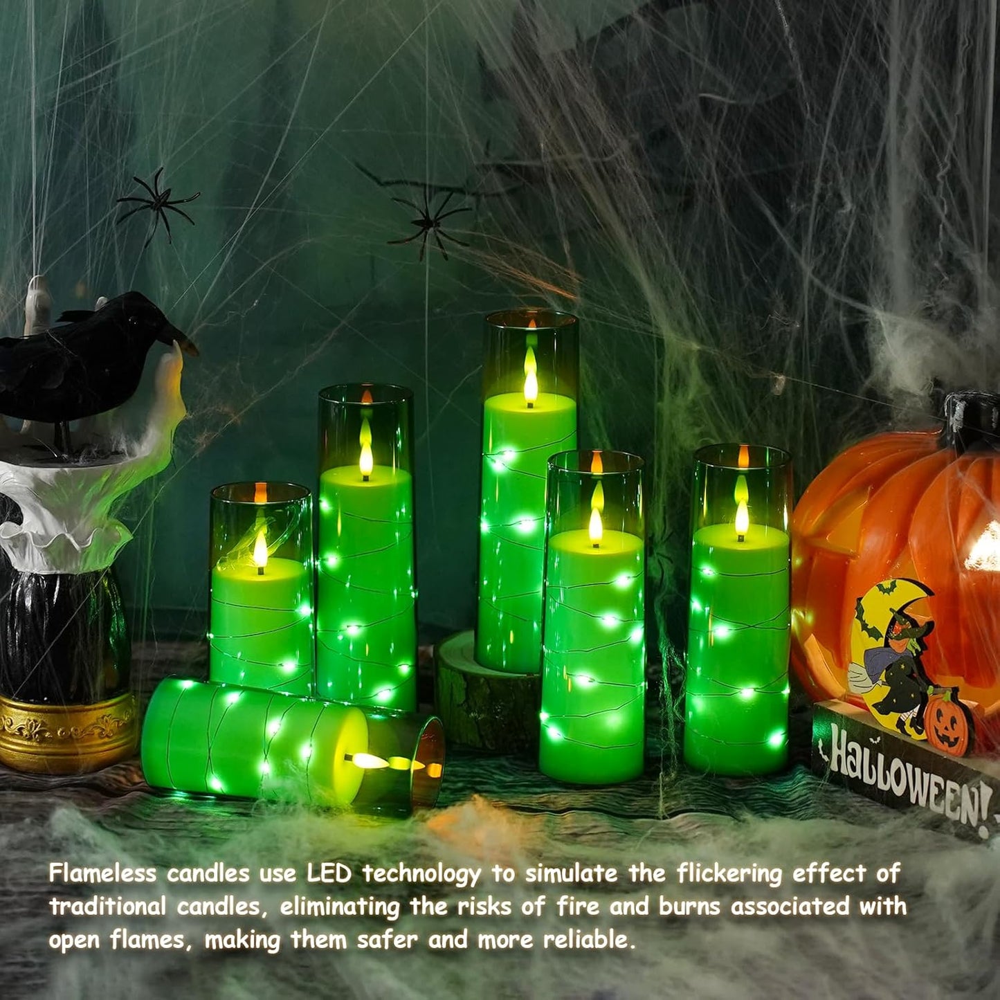 Flameless LED Pillar Candles Set - 9 Pcs White with Remote & Star String for Home Decor
